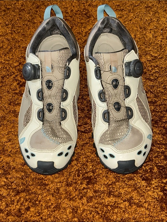 The North Face Shoes - The North Face Beige Cream and Blue Dial Athletic Shoes